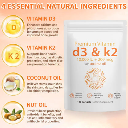 Nyloriaine Vitamin D3 K2 120 Soft gel capsule Capsules with Coconut Oil