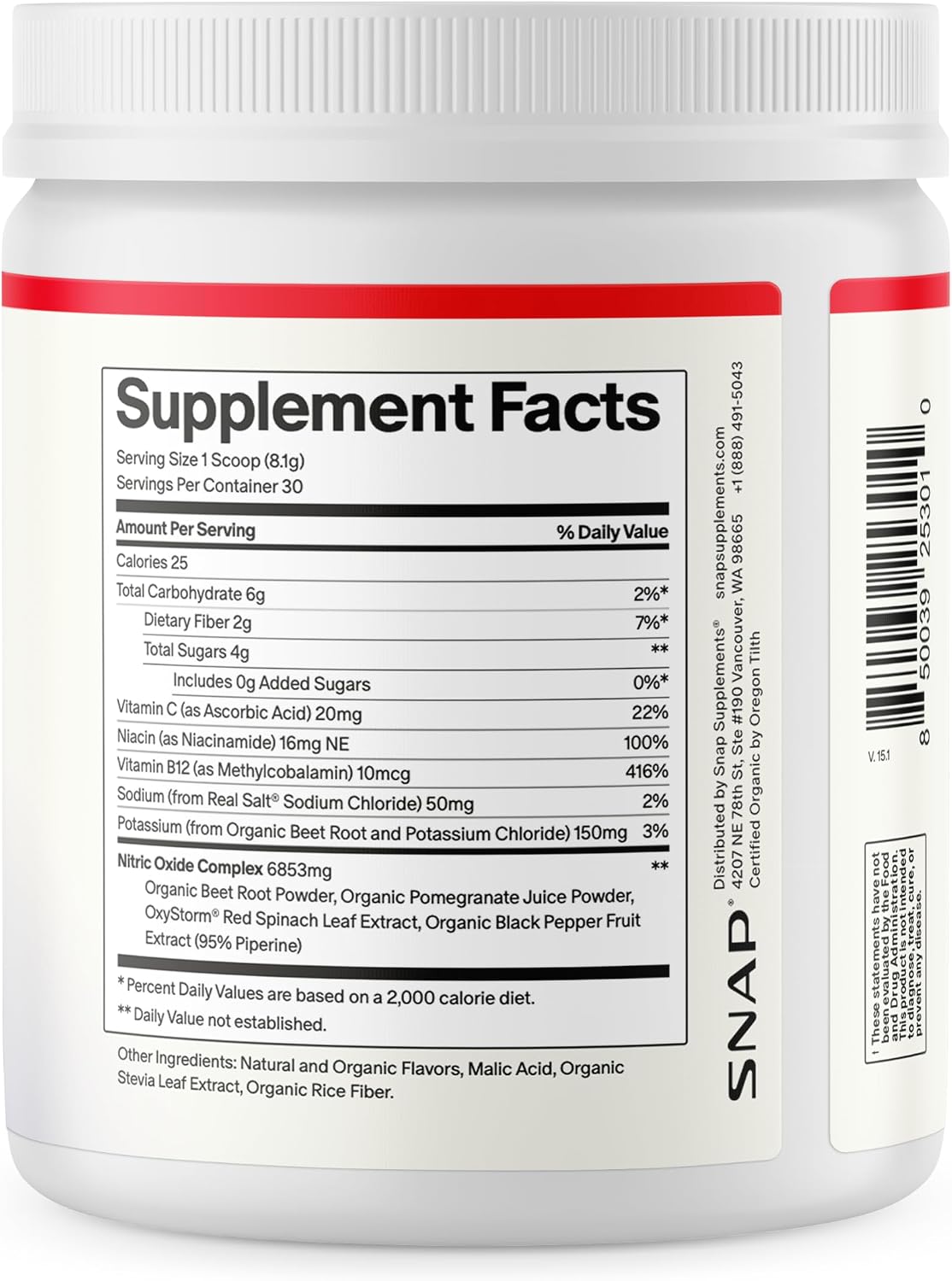 Snap Supplements Organic Beetroot Powder Nitric Oxide Supplement with Pomegranate & Red Spinach, Mixed Berry, 30 Servings - görsel 10