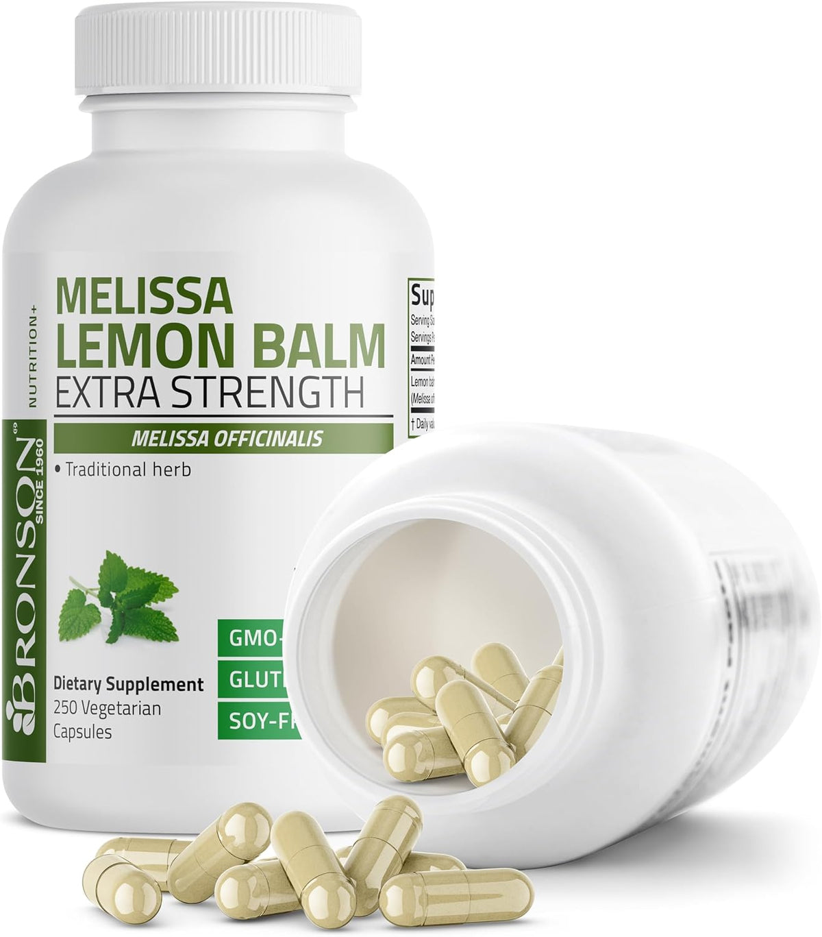 Bronson Melissa Lemon Balm Extra Strength, Non-GMO, 250 Vegetarian Capsules - görsel 4