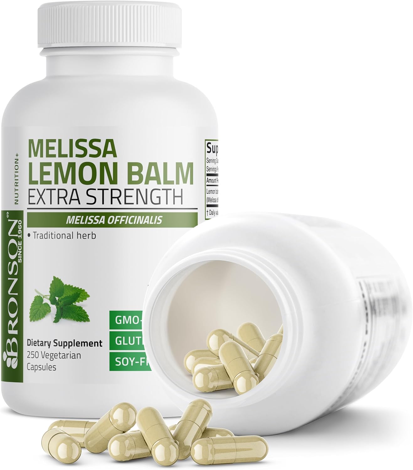 Bronson Melissa Lemon Balm Extra Strength, Non-GMO, 250 Vegetarian Capsules - görsel 4