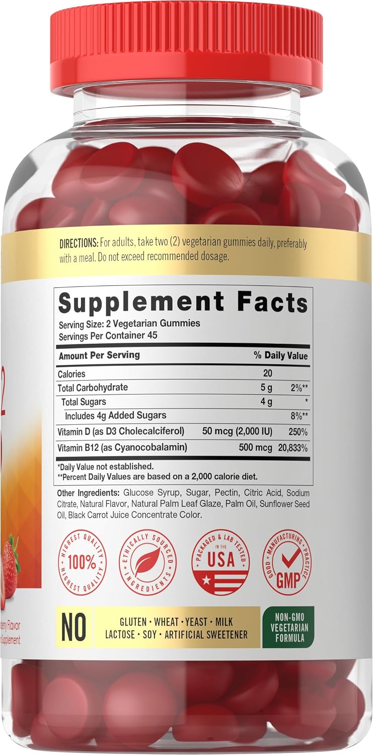 Carlyle Vitamin D3 + B12 Complex Gummies – 90 Count - görsel 2