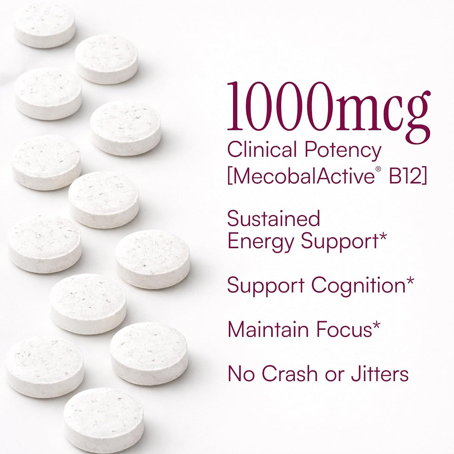 Purity Products B-12 Energy Berry Lemonade Melt with Methylcobalamin B12, B6, D3, Folic Acid, and Biotin - 30 Melting Tablets - görsel 5