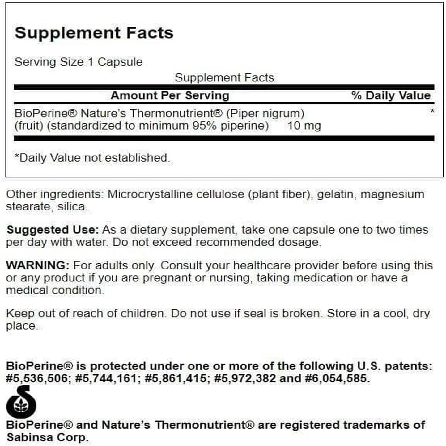 Swanson Bioperine 10 mg 60 Capsules (Pack of 2) - görsel 2