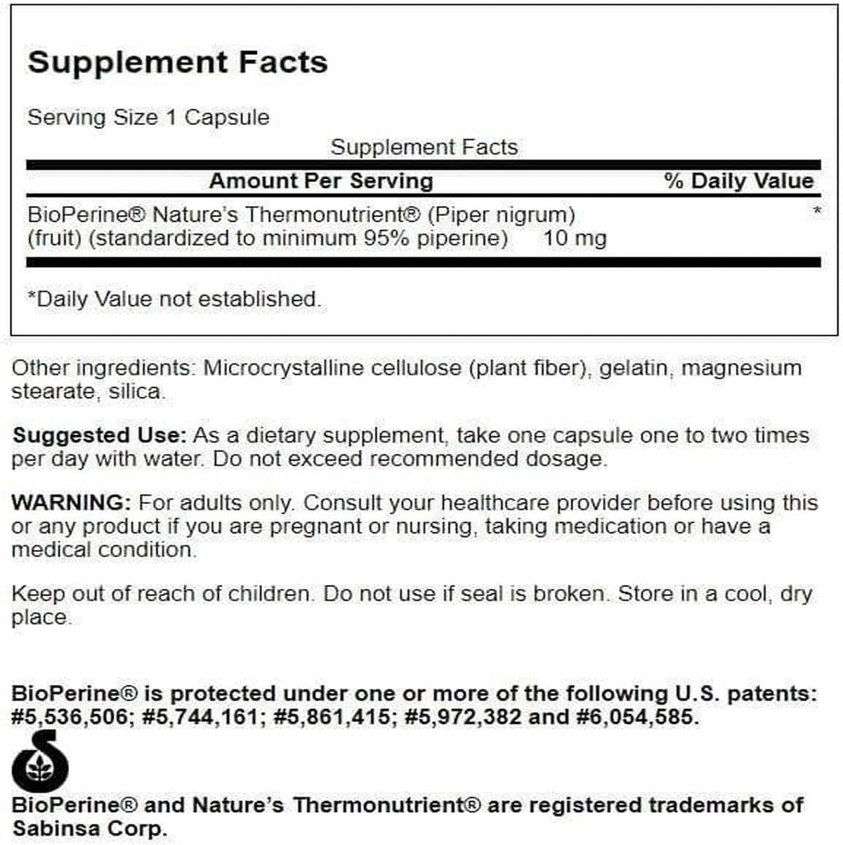 Swanson Bioperine 10 mg 60 Capsules (Pack of 2) - görsel 2