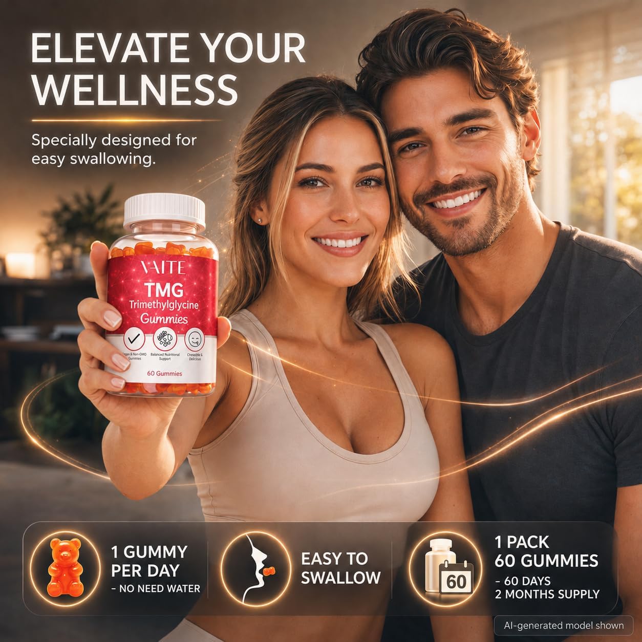 VAITE TMG Supplements – Trimethylglycine 800mg Gummies, Vegan Chewables for Energy Support - görsel 4