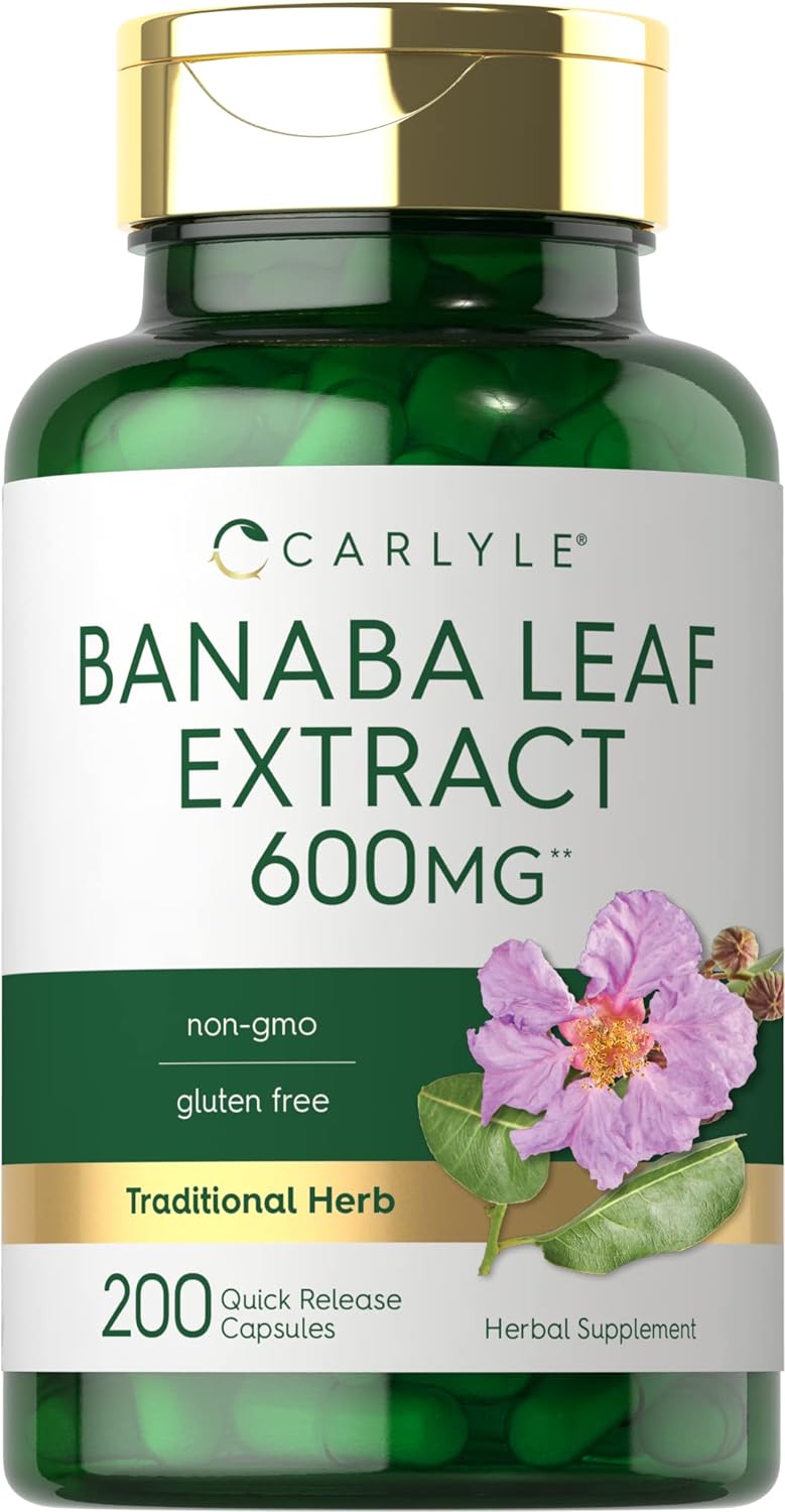 Carlyle Banaba Leaf Extract Capsules - 200 Capsules - Non-GMO & Gluten-free Supplement - görsel 1