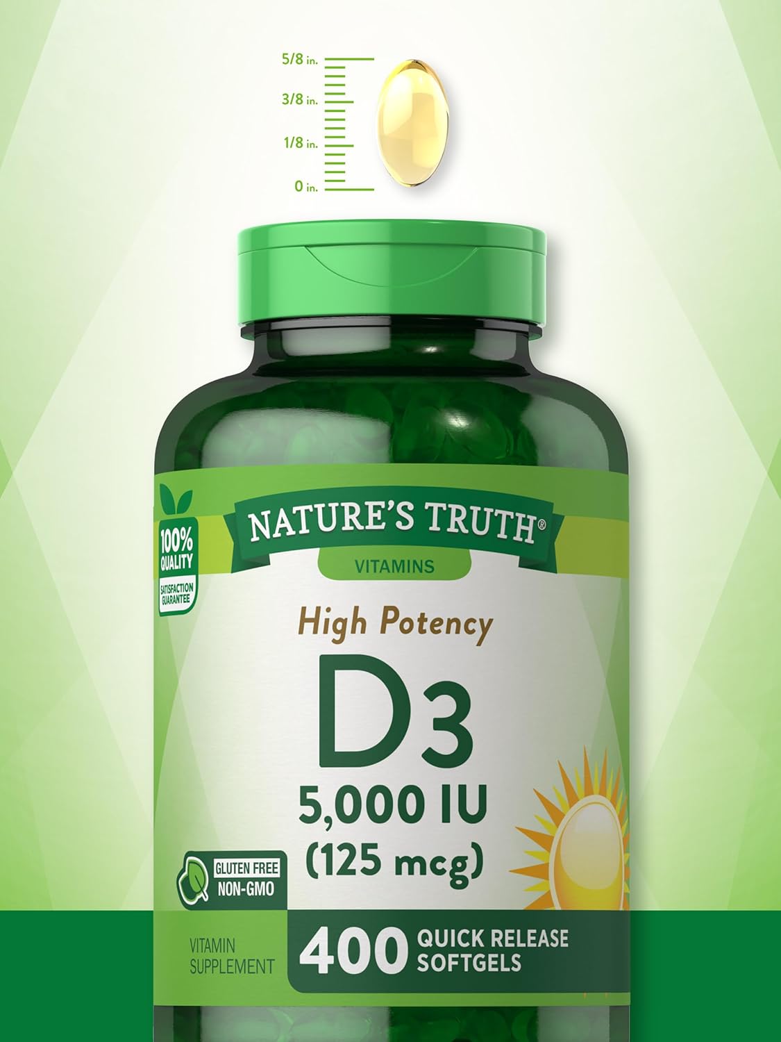 Nature's Truth Vitamin D3 5000 IU Softgels, 400 Count - görsel 5