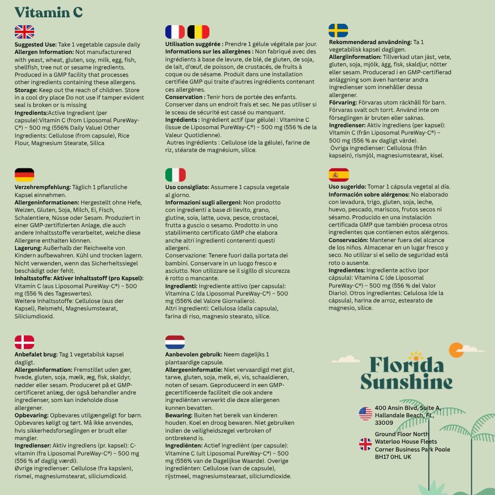 Florida Sunshine Liposomal Vitamin C 500mg - 120 Capsules - görsel 10