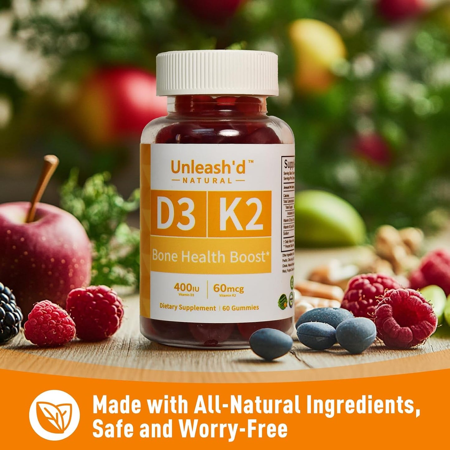 Unleash'd Vitamin D3 K2 Gummies 60 Count - görsel 3