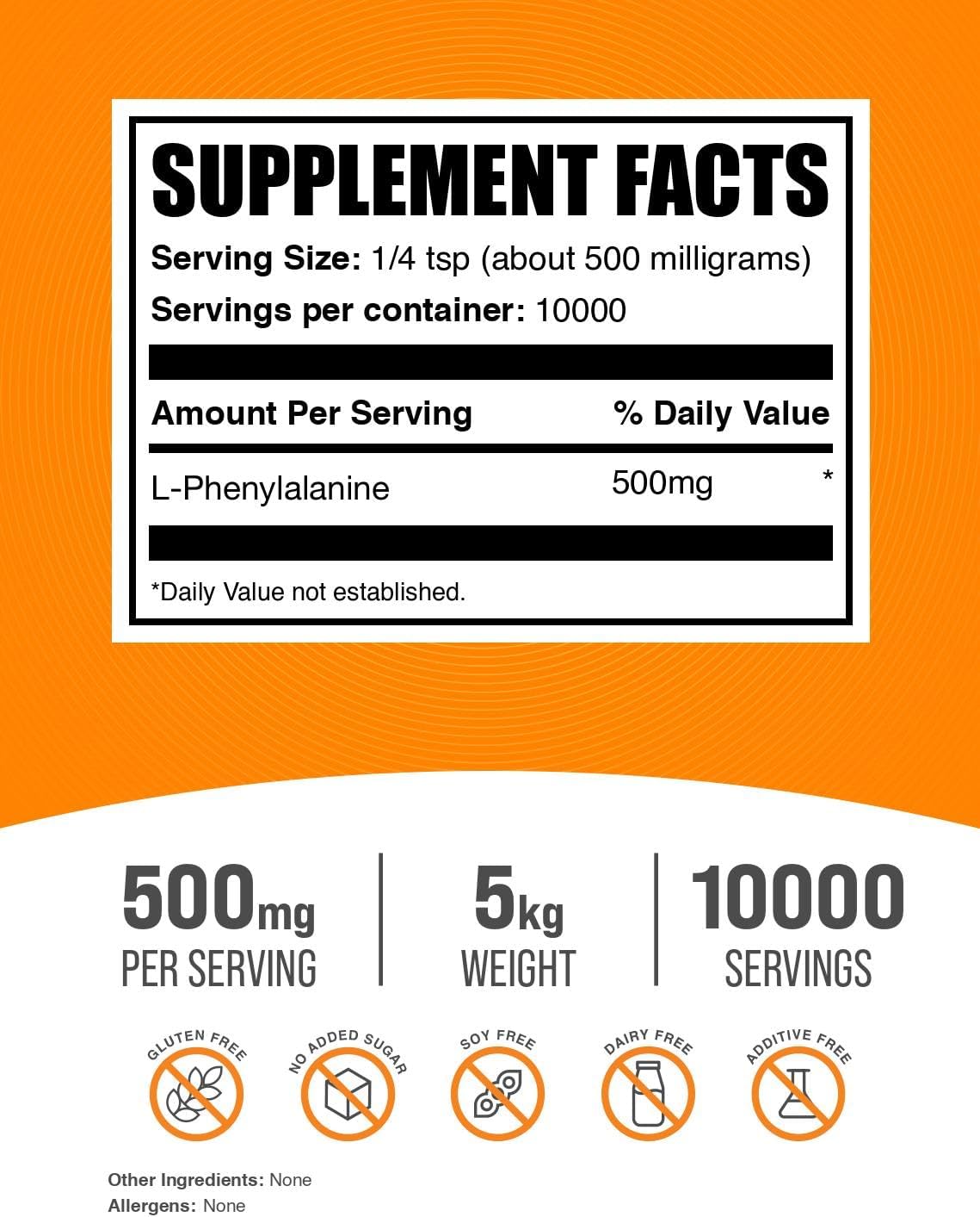 BulkSupplements.com L-Phenylalanine Powder - 5 kg (11 lbs) - görsel 2