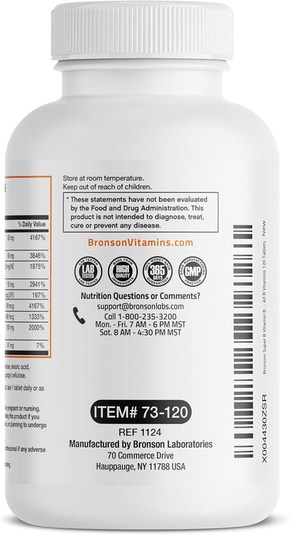 Bronson Super B Vitamin B Complex Sustained Release - 120 Tablets