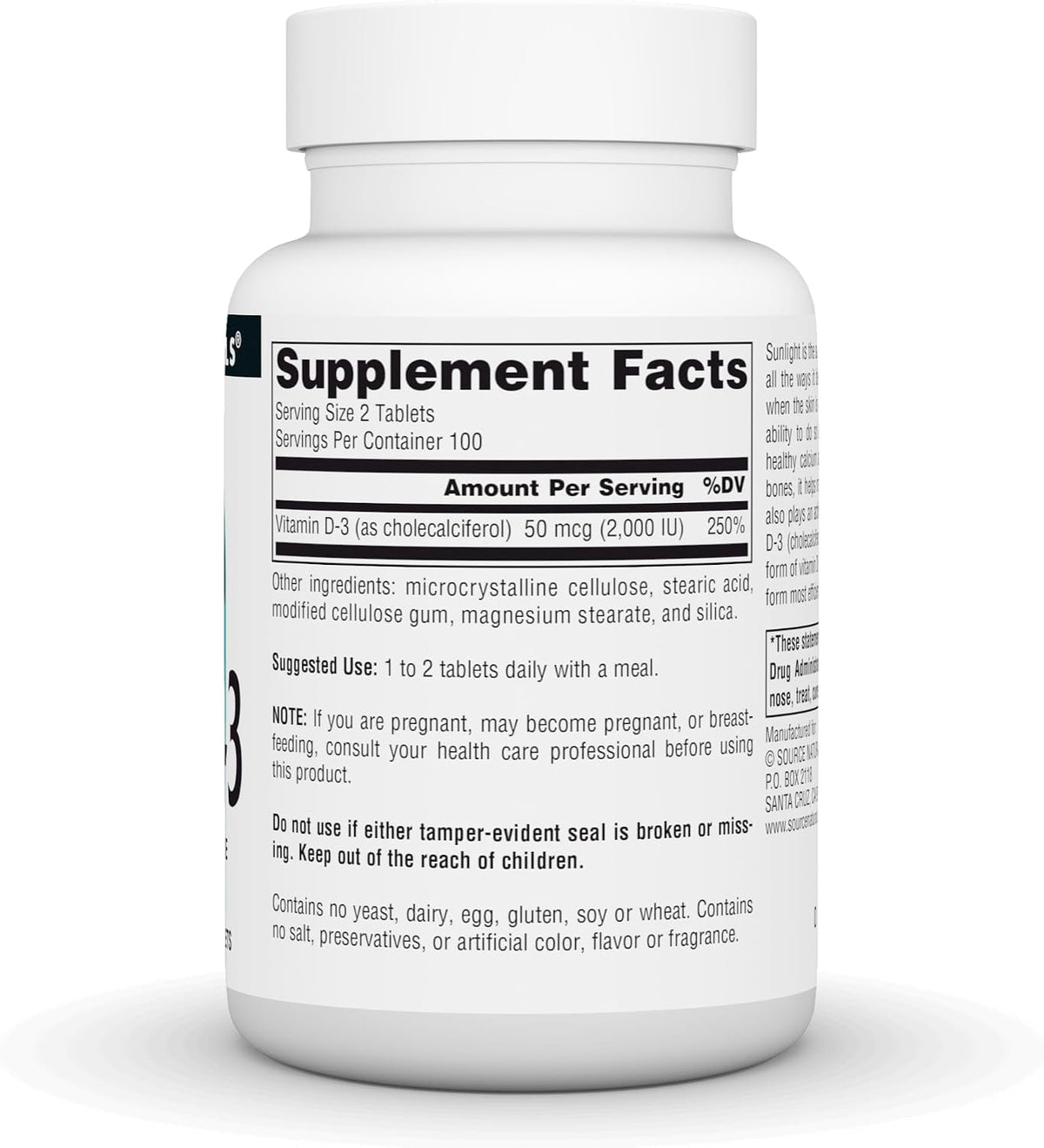 Source Naturals Vitamin D-3 1000 IU (25 mcg) – 200 Tablets - görsel 2