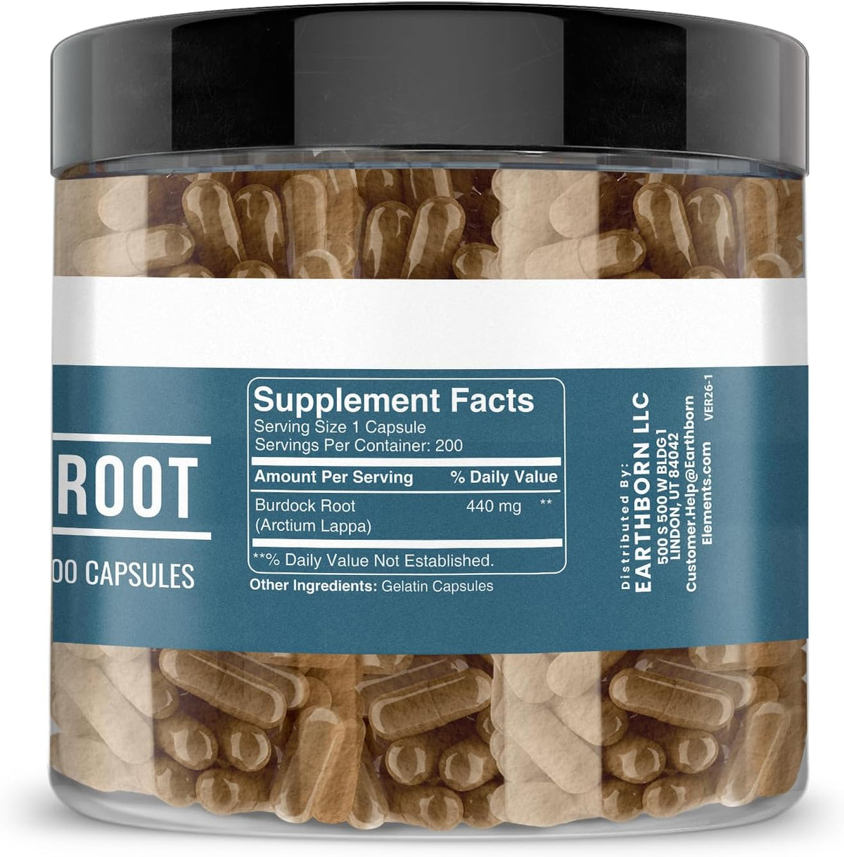 Earthborn Elements Burdock Root 200 Capsules - Pure & Undiluted, No Additives - görsel 2