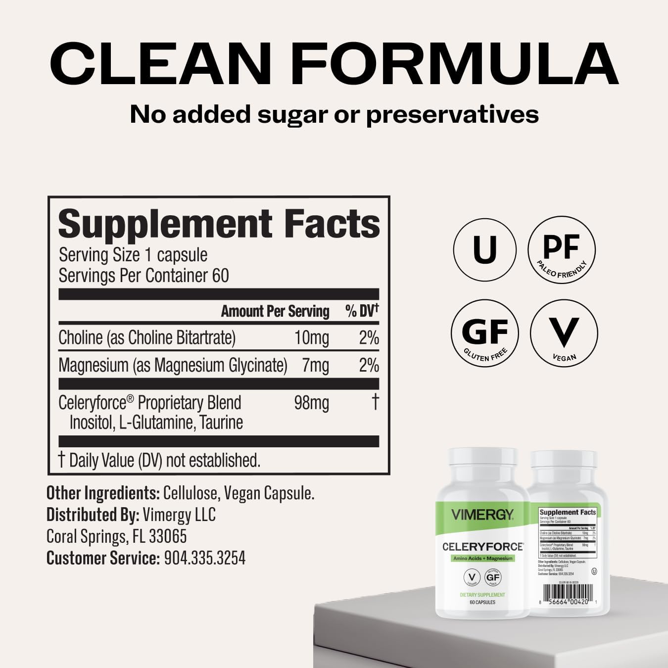 Vimergy Celeryforce – Nutrients and Amino Acids – A Daily Wellness Support – Kosher, Vegan & Gluten-free – 60 Capsules - görsel 4