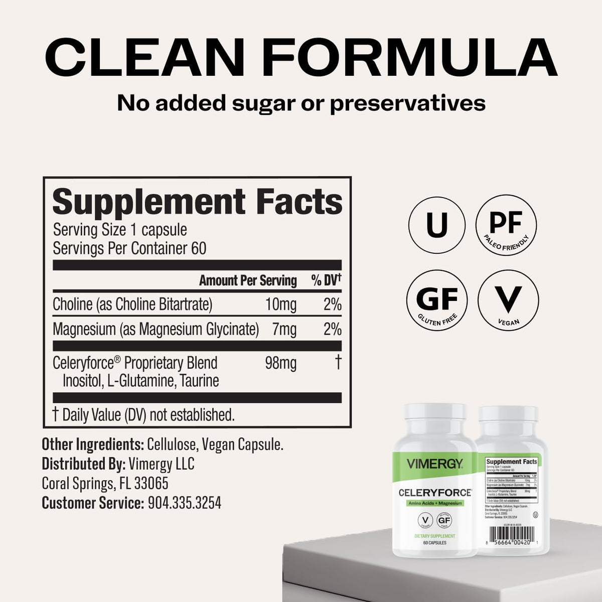 Vimergy Celeryforce – Nutrients and Amino Acids – A Daily Wellness Support – Kosher, Vegan & Gluten-free – 60 Capsules - görsel 4