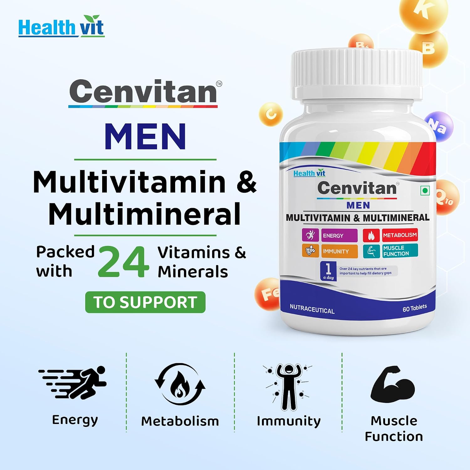 Healthvit Cenvitan Men Multivitamins and Multiminerals Tablets – 60 Count - görsel 2