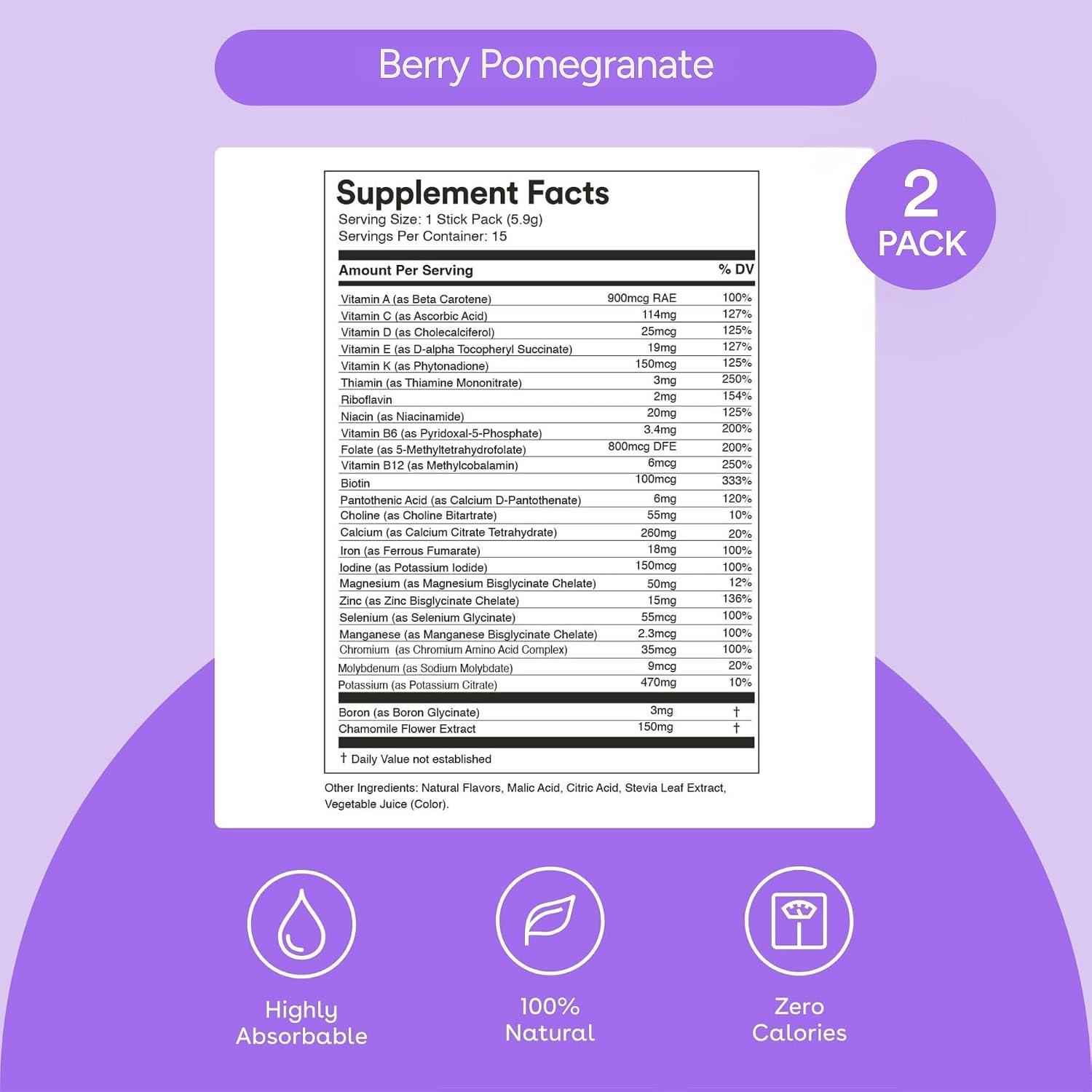 MIXHERS Prenatal+ Pre & Postnatal Vitamins Drink Mix, Berry Pomegranate, 15 Stick Packets - görsel 2