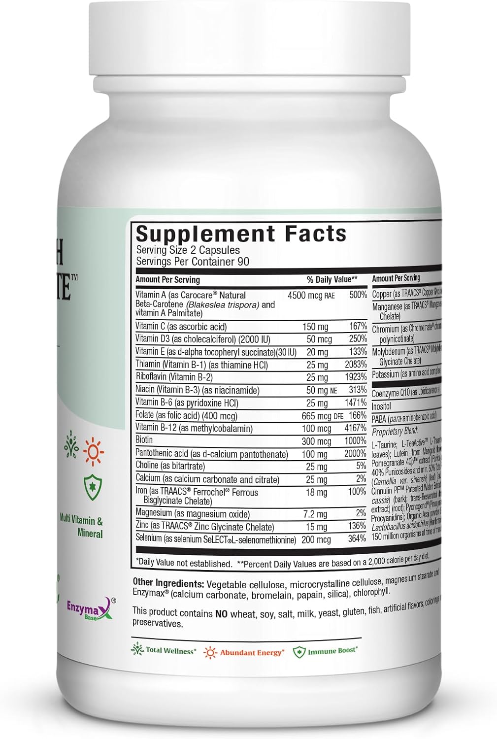 Maxi Health Multivitamin for Men and Women – Complete Daily Vitamins with Pomegranate and Green Tea – Kosher and Vegan – 180 Capsules - görsel 2
