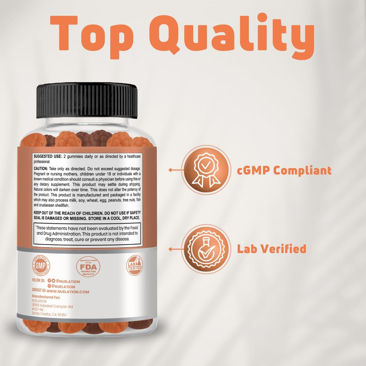 NUELATION Vitamin D3 Gummies for Adults - 2000 IU - Peach, Strawberry & Mixed Berry - 90 Count (45 Servings) - görsel 5