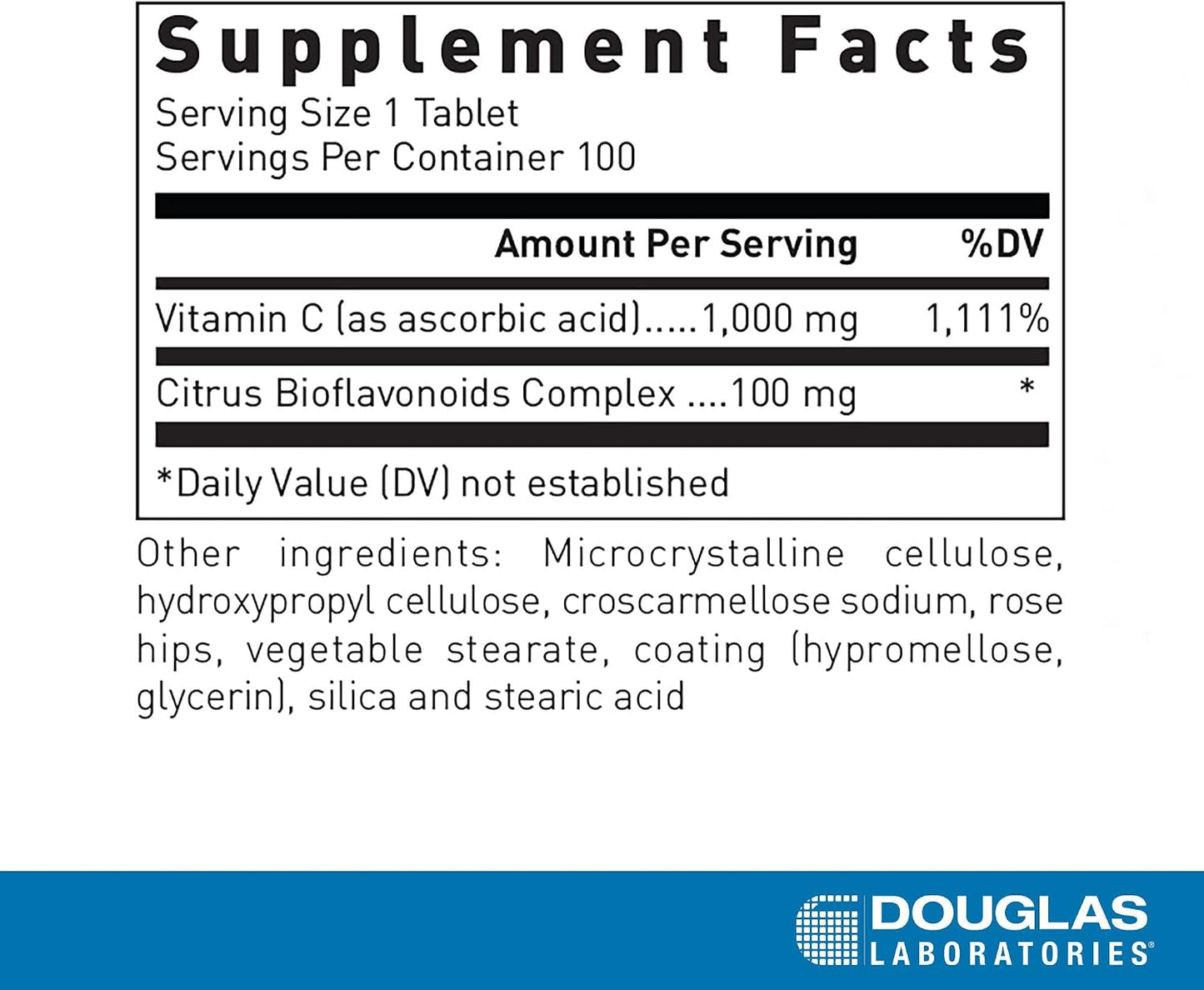 Douglas Laboratories Natural C 1000 mg | Supports Skin, Blood Vessels, Tendons, Joints, Cartilage, Bone and Circulatory System | 100 Tablets - görsel 2