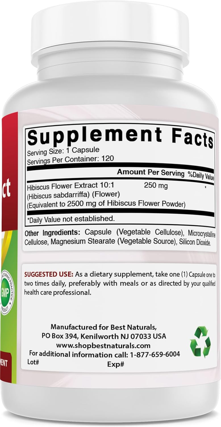 Best Naturals Hibiscus 10:1 Extract (250) - 120 Capsules - görsel 2