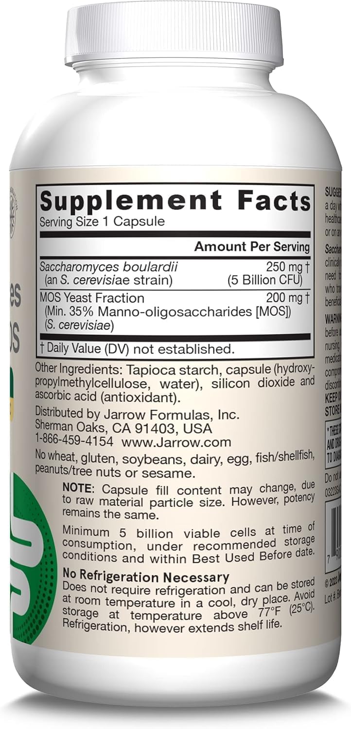 Jarrow Formulae Saccharomyces Boulardii + MOS - 5 Billion Viable Organisms per Serving - 90 Delayed Release Vegetarian Capsules, Pack of 2 - Probiotic + Prebiotic - Intestinal Tract Support - Up to 180 Servings - görsel 9