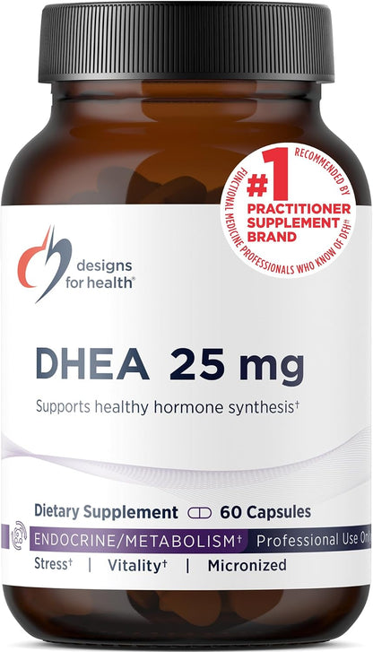 Designs for Health DHEA 25mg Food Supplement - 60 Capsules