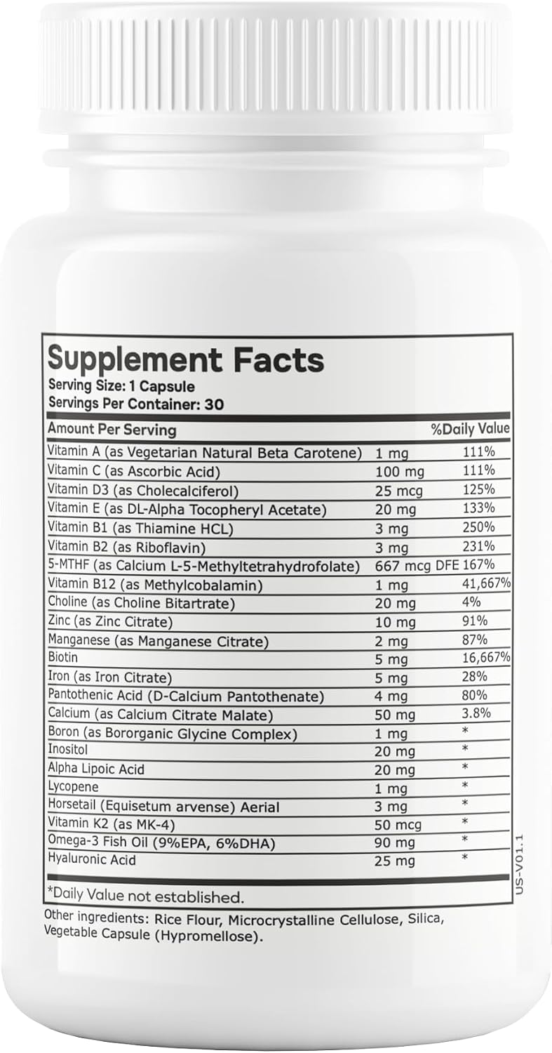 envitamin Women's Methylated Multivitamin Multimineral with Iron, Biotin, Horsetail, D3-K2 & L-Methylfolate - görsel 8