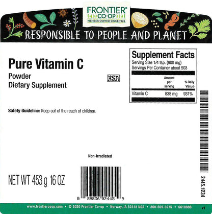 Frontier Co-op Bulk Vitamin C Powder, 454 g (3400 mg per tsp)