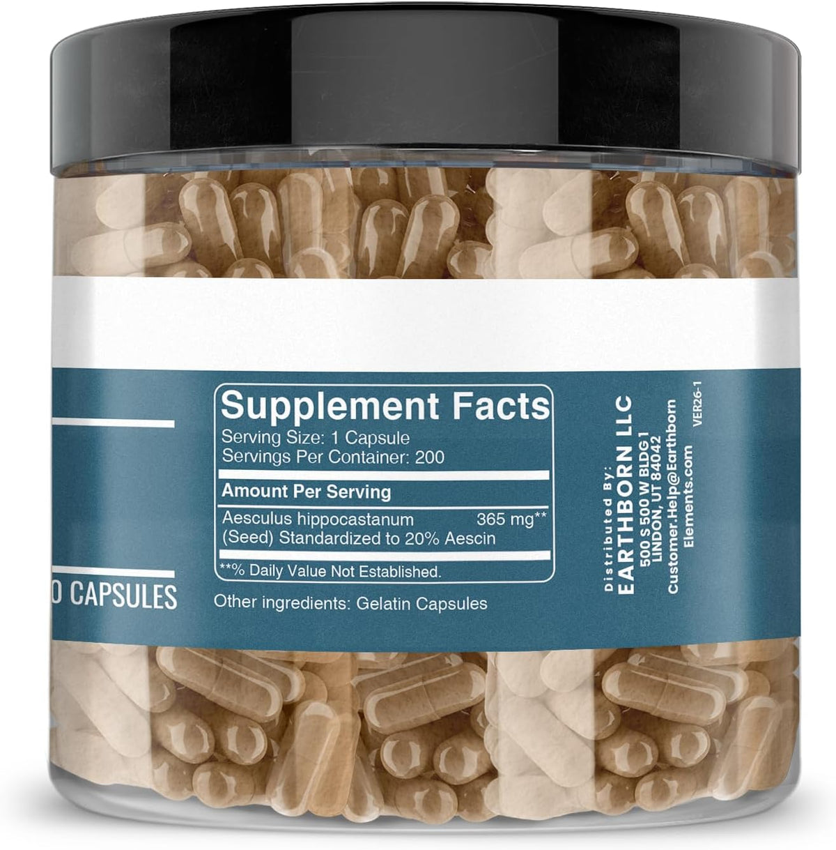 Earthborn Elements Horse Chestnut 200 Capsules, Pure & Undiluted, No Additives - görsel 2