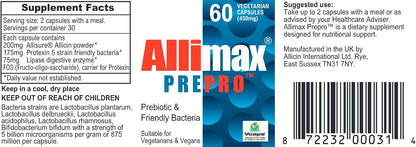 ALLIMAX Pre Pro - 60 Capsules - Stabilised Allicin Plus Prebiotics, Probiotics and Digestive Enzymes
