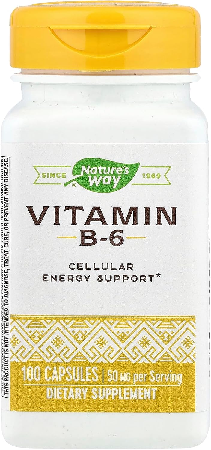 Nature's Way High Strength Vitamin B6 Supplement, 50 mg, 100 Capsules - görsel 1