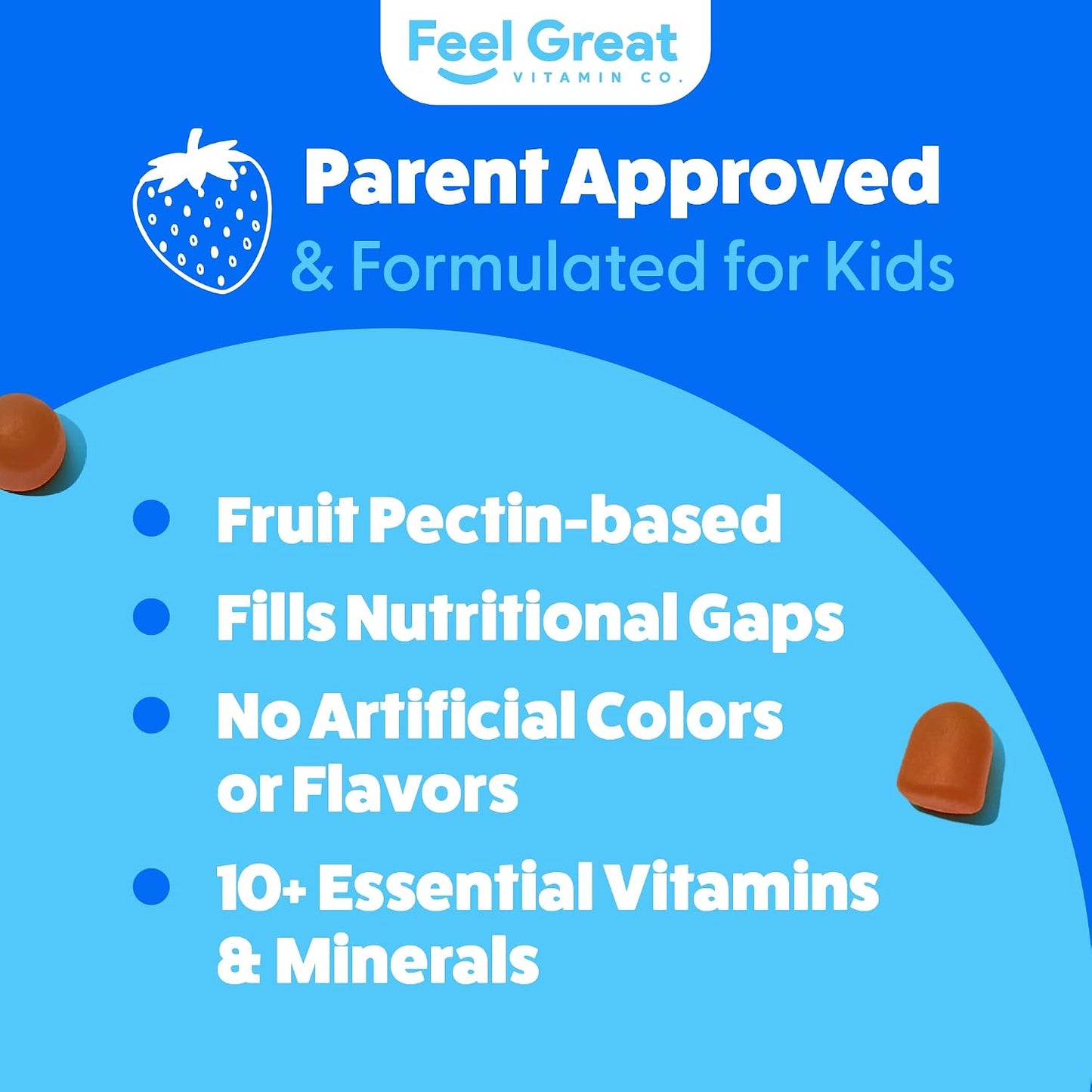 Feel Great Kids Multivitamin Gummies - Citrus & Strawberry Flavoured - 45-Day Supply - görsel 6