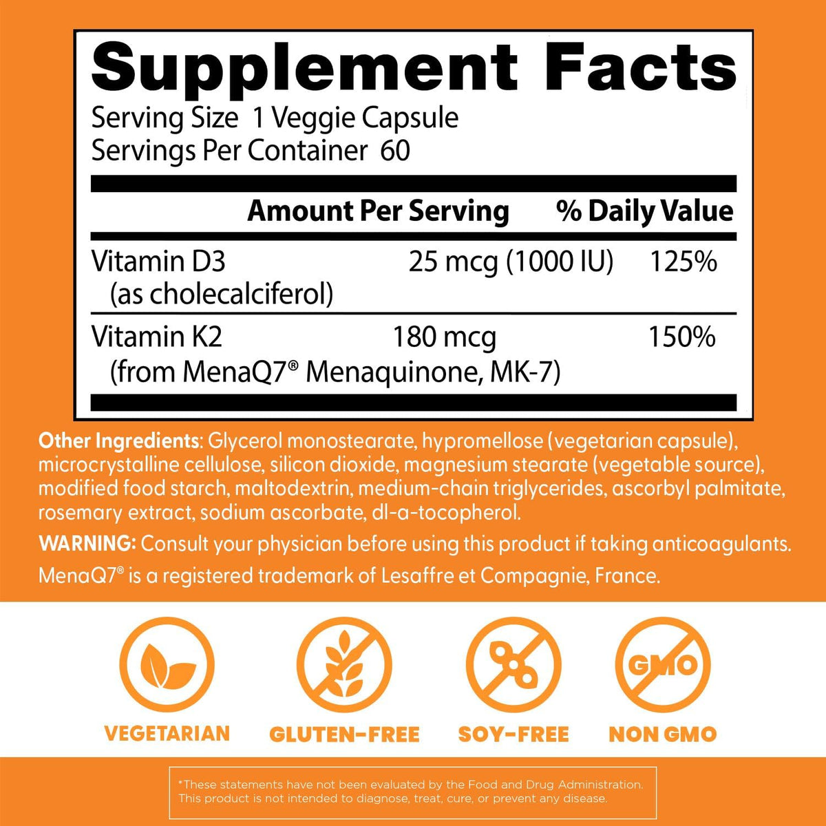 Doctor's Best Natural Vitamin K2 MK-7 Plus D3 - 60 Veg Caps - görsel 4