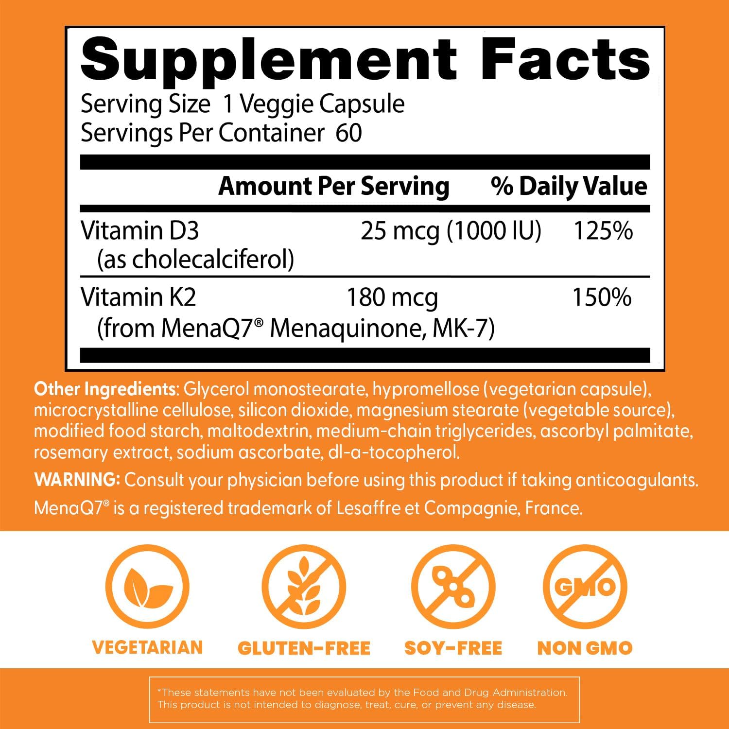 Doctor's Best Natural Vitamin K2 MK-7 Plus D3 - 60 Veg Caps - görsel 4