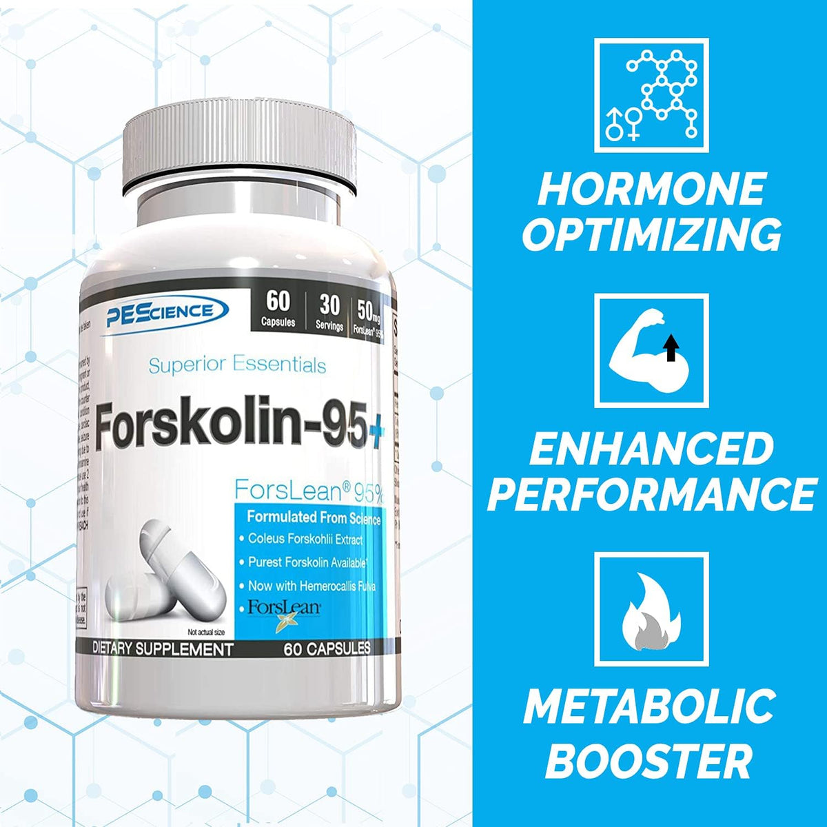 PEScience Forskolin-95+ | 95% Pure Forskolin with Hemerocallis Fulva | 50 mg, 60 Capsules - görsel 2
