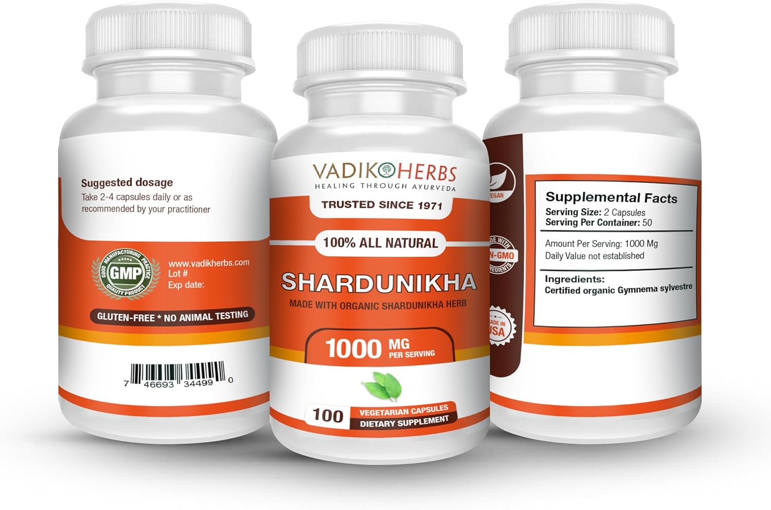 Vadik Herbs Certified Organic Shardunika (Gymnema sylvestre) Powder - 100 Vegicaps - görsel 2