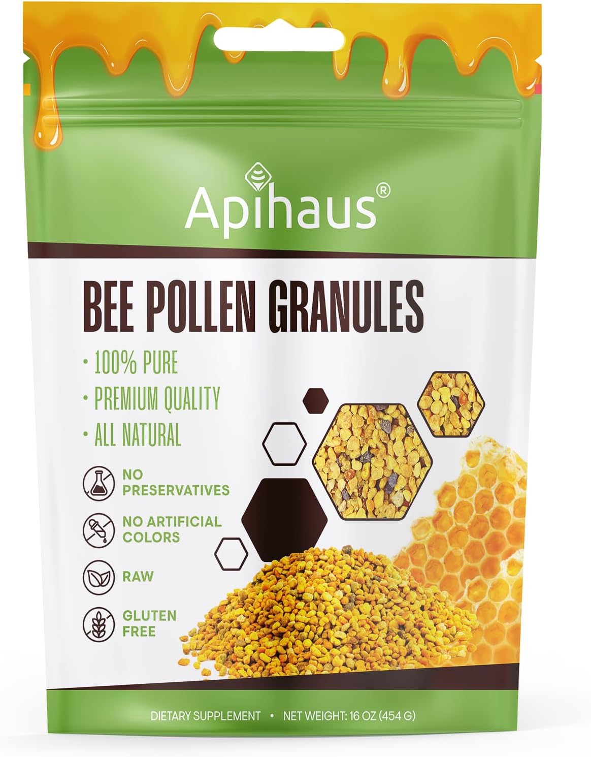 Apihaus Bee Pollen Granules (454 g) - 100% Pure Raw Superfood - görsel 1