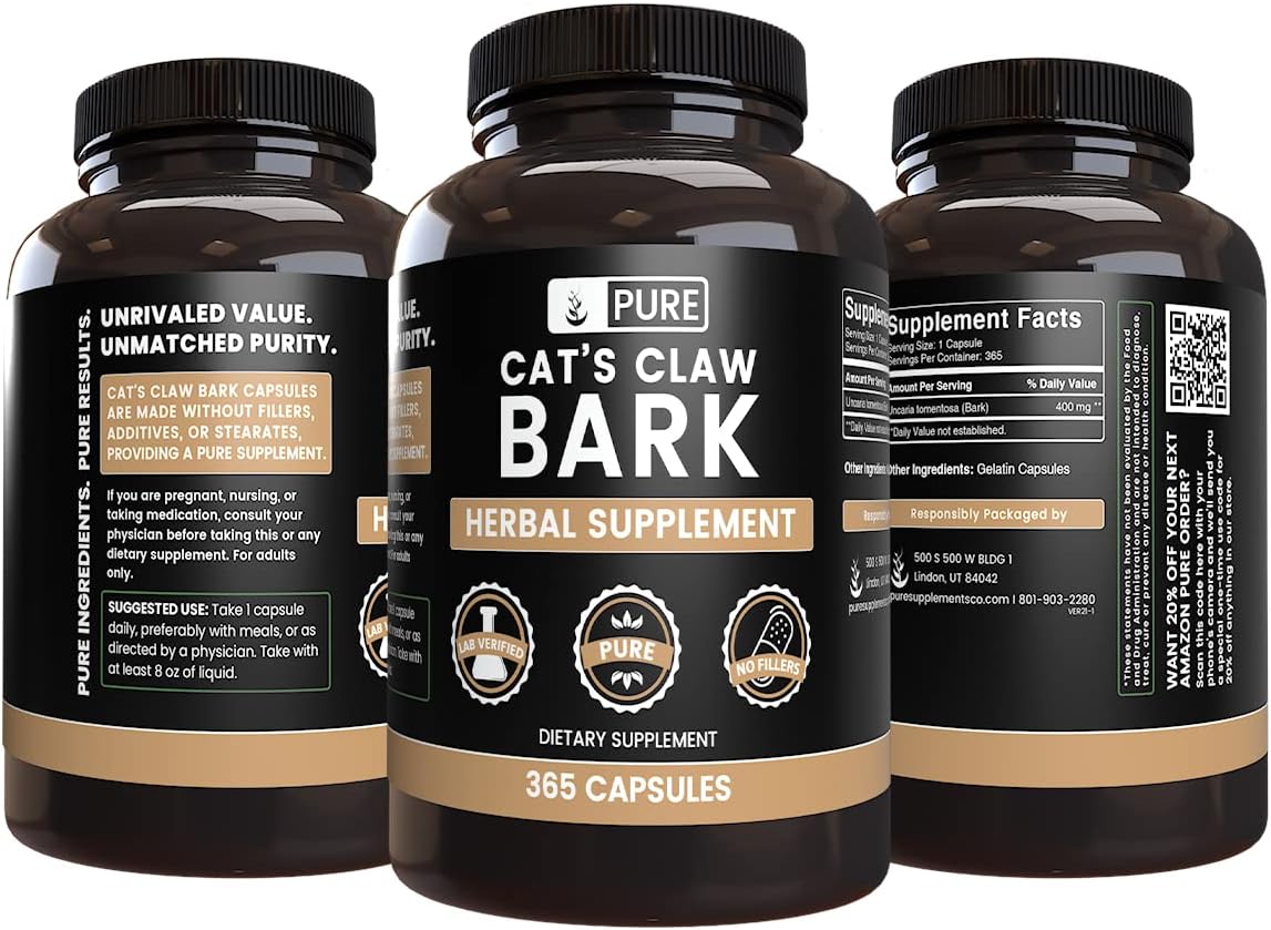 Pure Original Ingredients Cat's Claw Bark (365 Capsules) No Magnesium Stearate or Rice Flour Fillers, Always Pure, Lab Verified - görsel 2