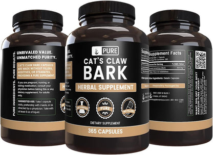 Pure Original Ingredients Cat's Claw Bark (365 Capsules) No Magnesium Stearate or Rice Flour Fillers, Always Pure, Lab Verified