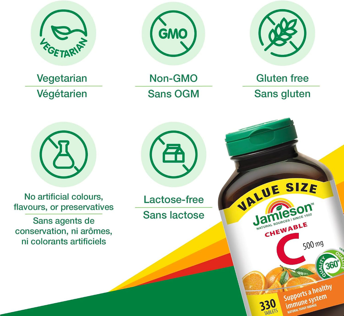 Jamieson Chewable Vitamin C 500mg, 330 Tablets, Tangy Orange - görsel 4