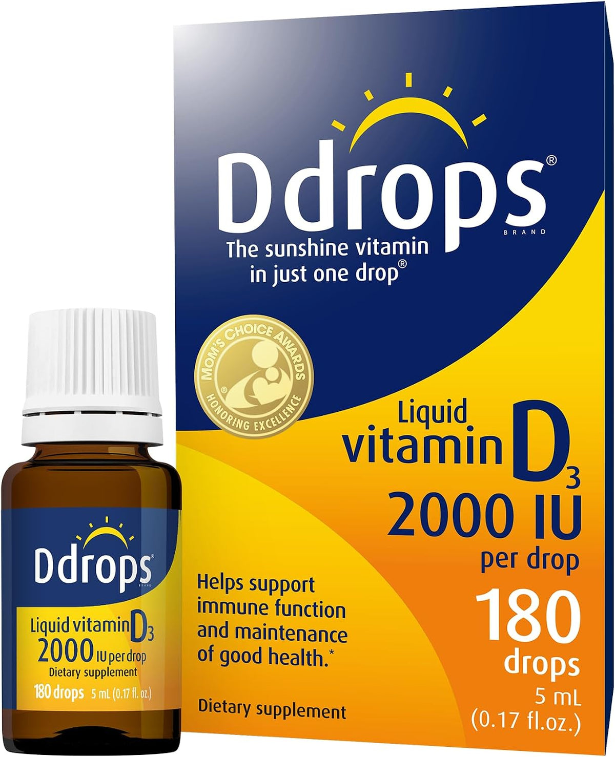 Ddrops Adults 2000IU 180 Drops - Liquid Vitamin D3 Supplement for Bone and Immune Health - görsel 1