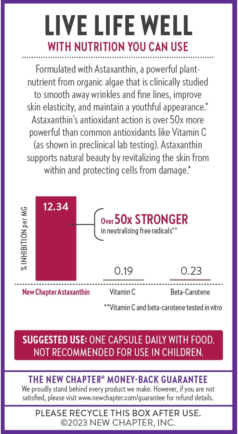 New Chapter Biotin Supplement, Vegan Hair Skin and Nails Vitamins with Fermented Biotin + Astaxanthin - 60 Count - görsel 7