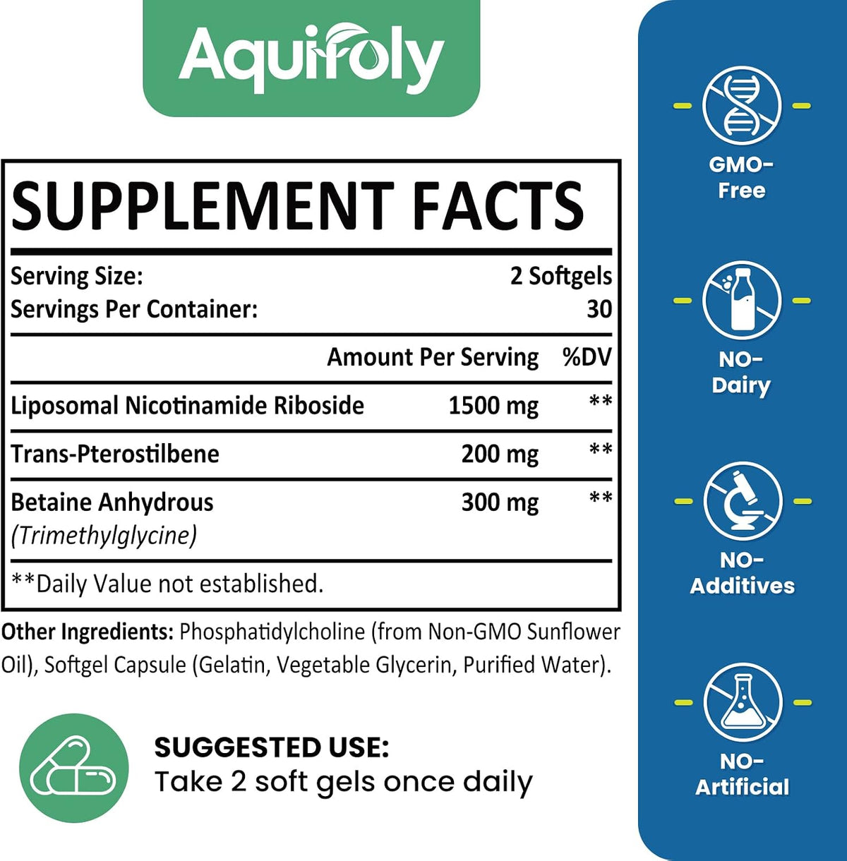 Aesticum Liposomal Nicotinamide Riboside Supplement 2000 mg with TMG and Pterostilbene – 60 Softgels - görsel 2