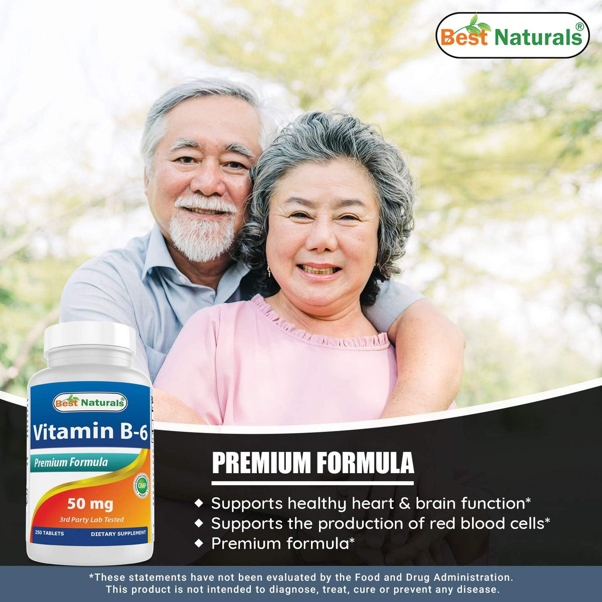 Best Naturals Vitamin B6 50 mg Tablets - 250 Tablets per Bottle (Pack of 3) - görsel 5