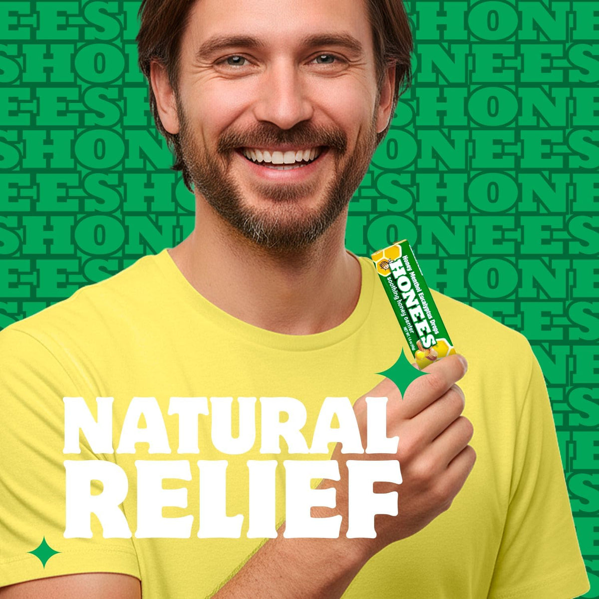 Honees Filled Menthol Cough Drops - Honey, Menthol & Eucalyptus - Natural Sore Throat Relief (6 Pack, 54 Drops) - görsel 5