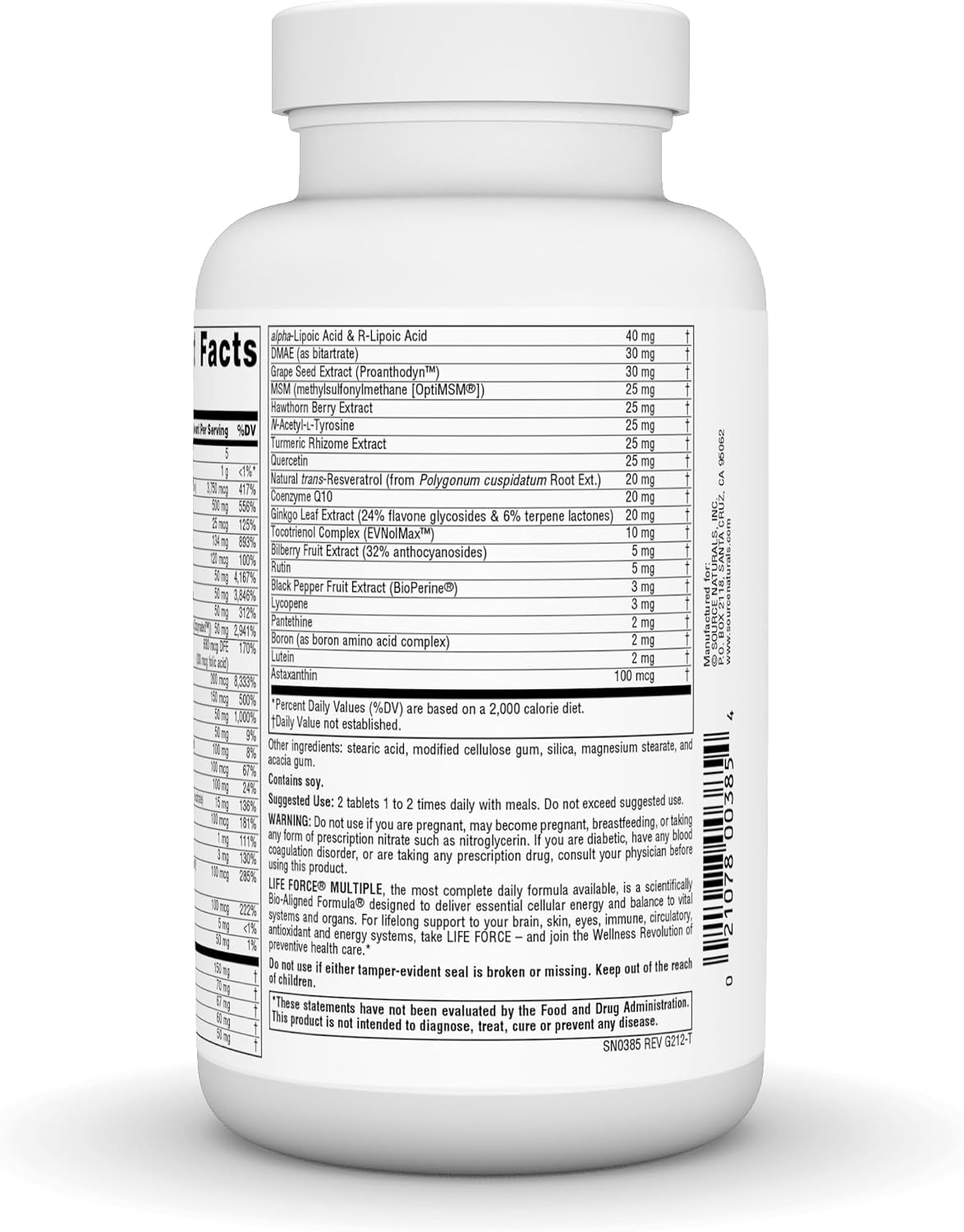 Source Naturals Life Force Multiple No Iron - 90 Tablets - görsel 3