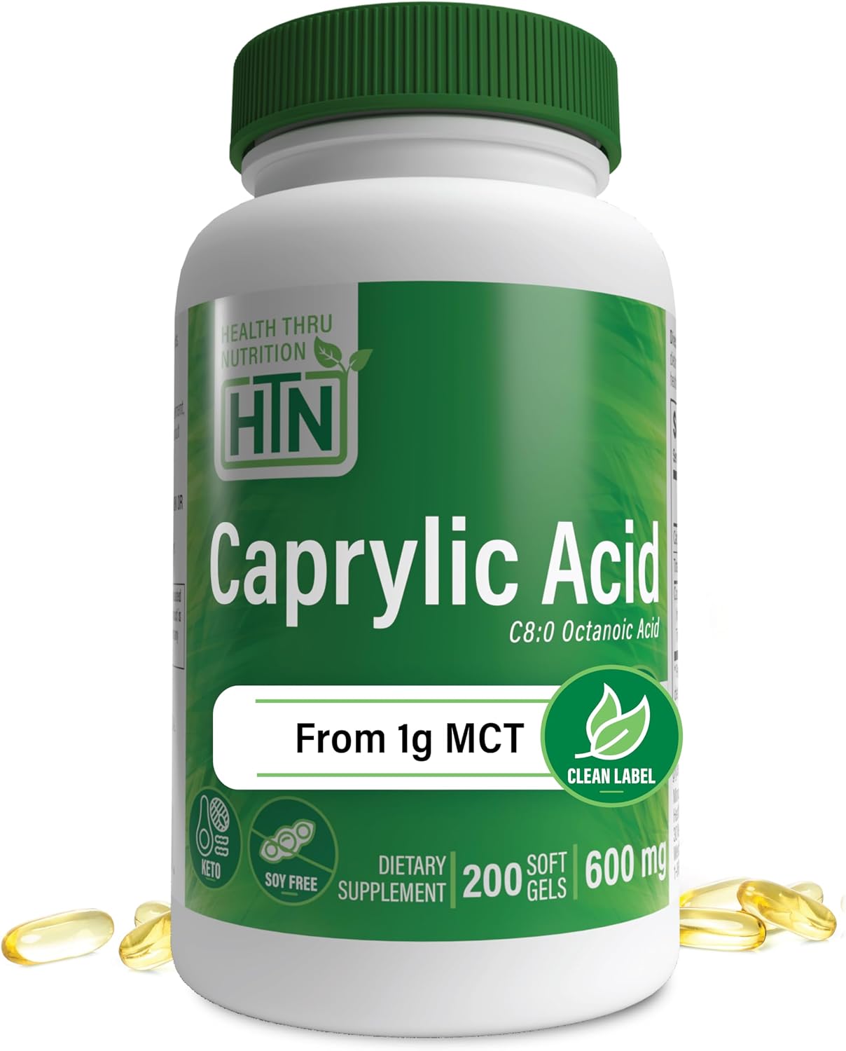 Health Thru Nutrition Caprylic Acid 600mg – 100 Softgels - görsel 7