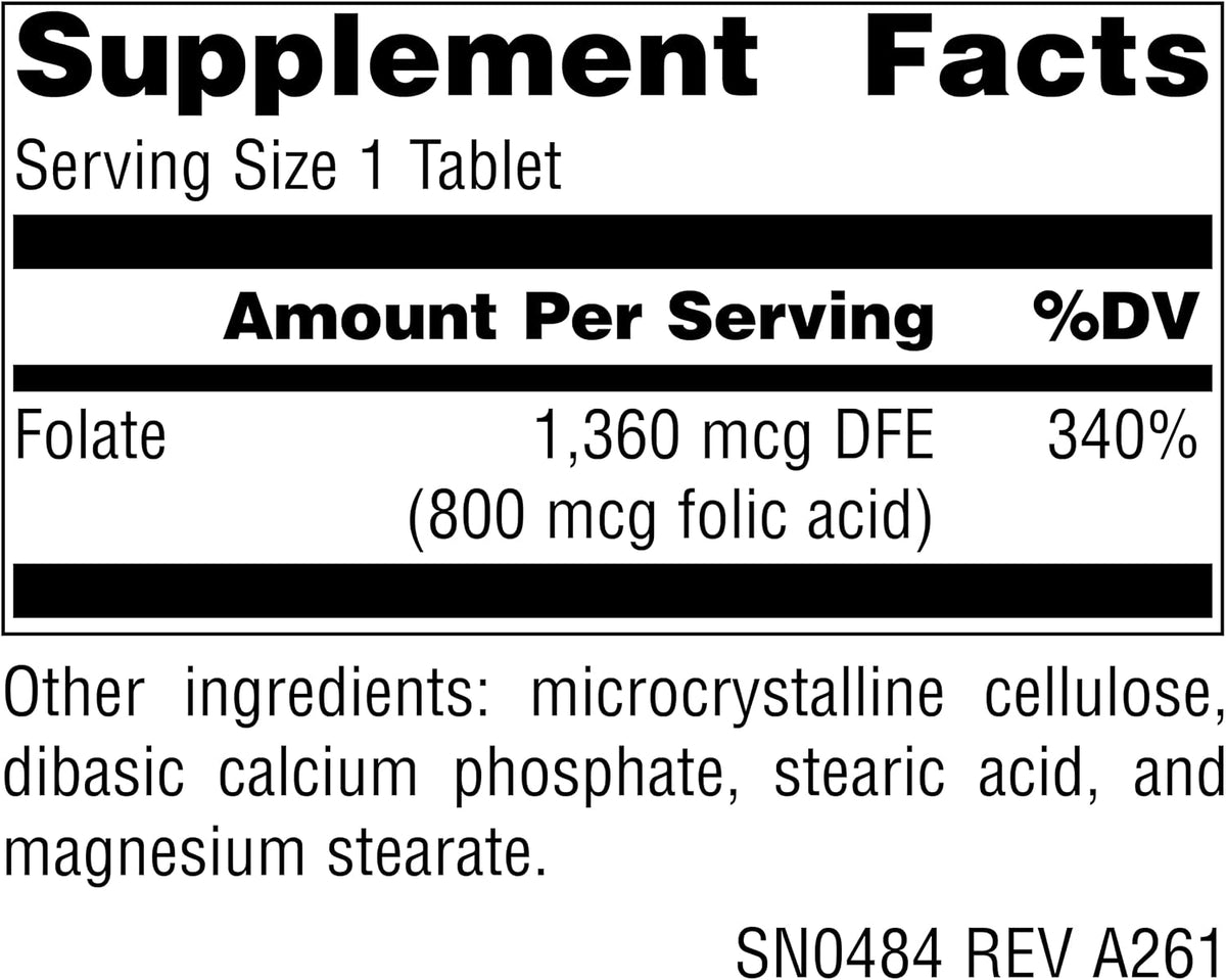 Source Naturals Folic Acid 800 mcg, 500 Tablets - görsel 2