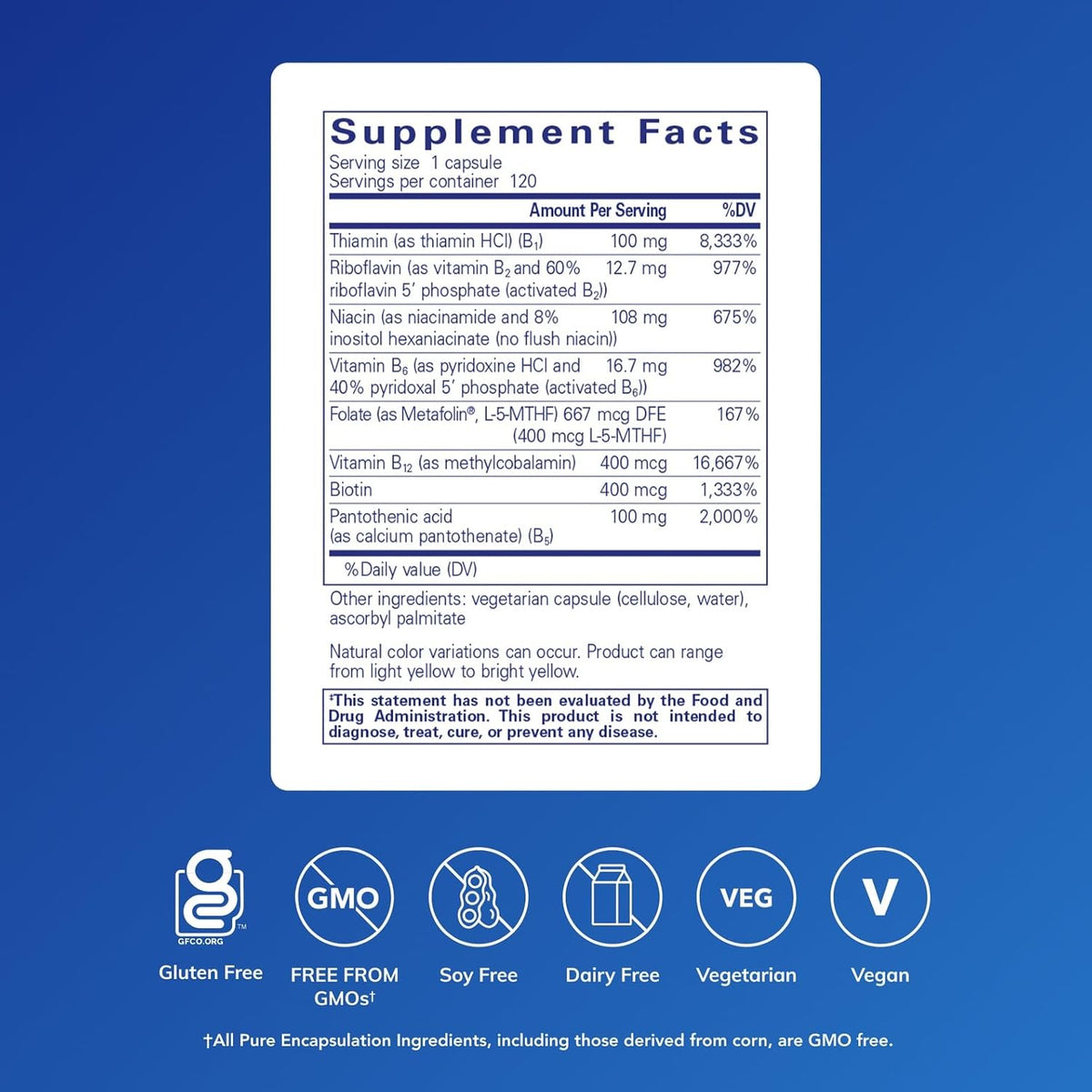 Pure Encapsulations B-Complex Plus – B Vitamins Supplement, 120 Capsules - görsel 2